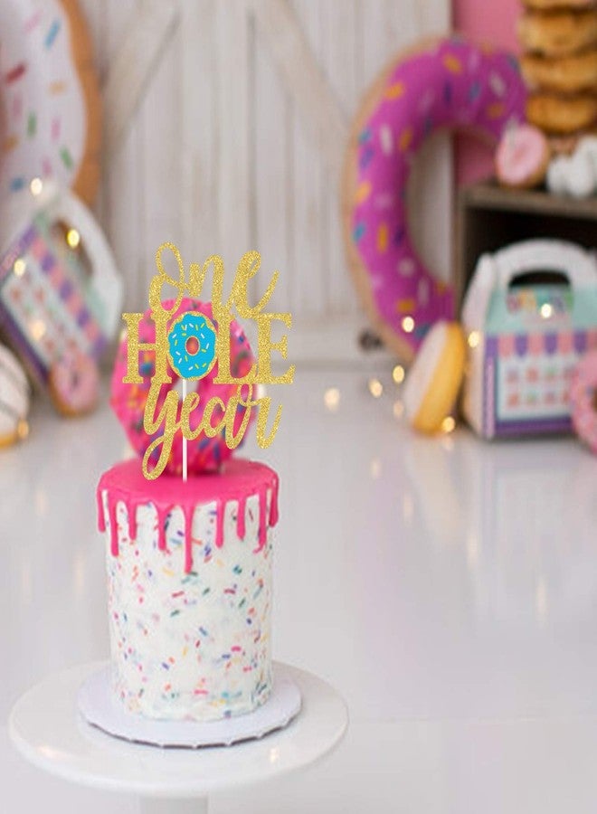 PANHUI One Hole Year Donut Cake Topper,Donut First Birthday/Dount Grow Up Cake Decor,Happy 1st Birthday Party Decorations,Donut Smash Photo Prop - Image 3